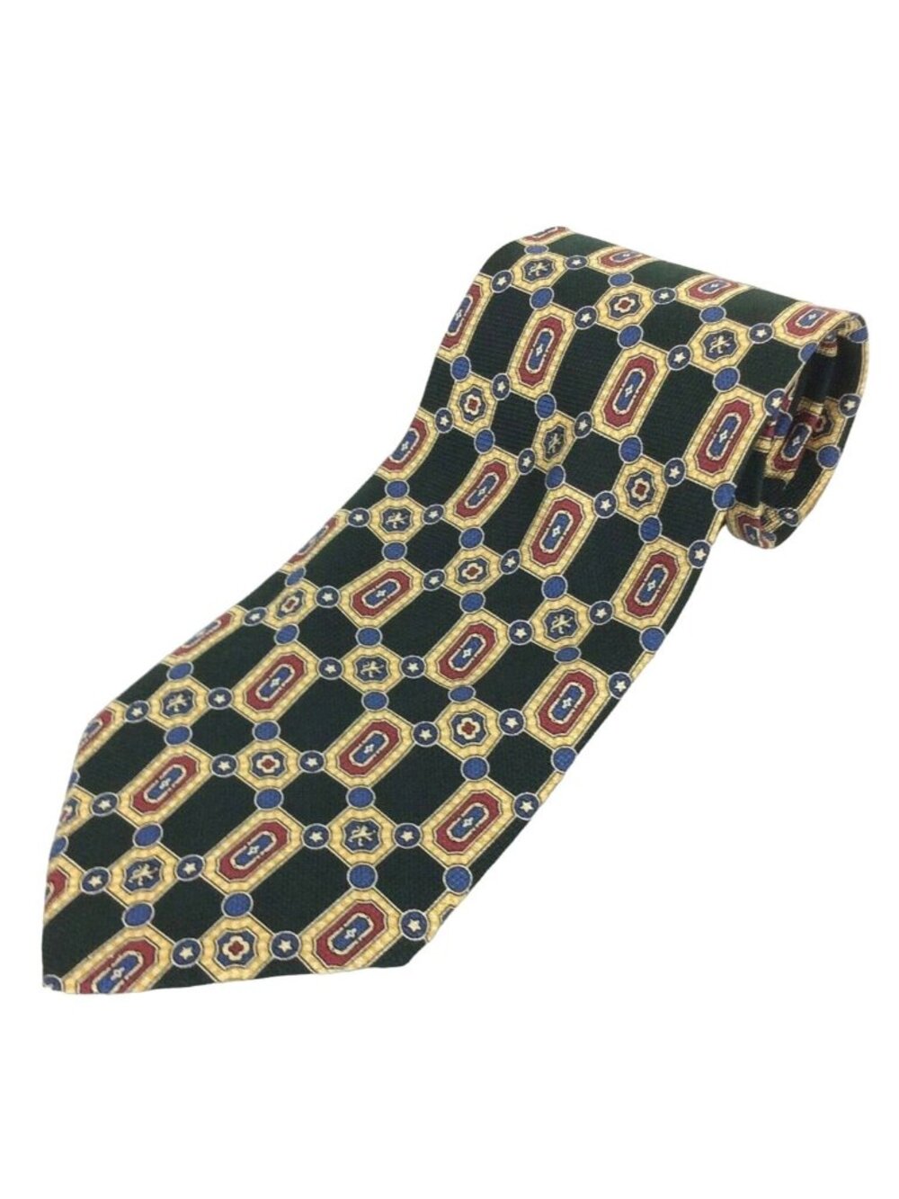 Tommy Hilfiger Mens Silk Geometric Tie Yellow Blue Red 60x4 Classic Made In USA